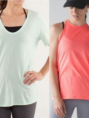 BUNDLE (2) Lululemon green Orange Tank Tops Sz 8